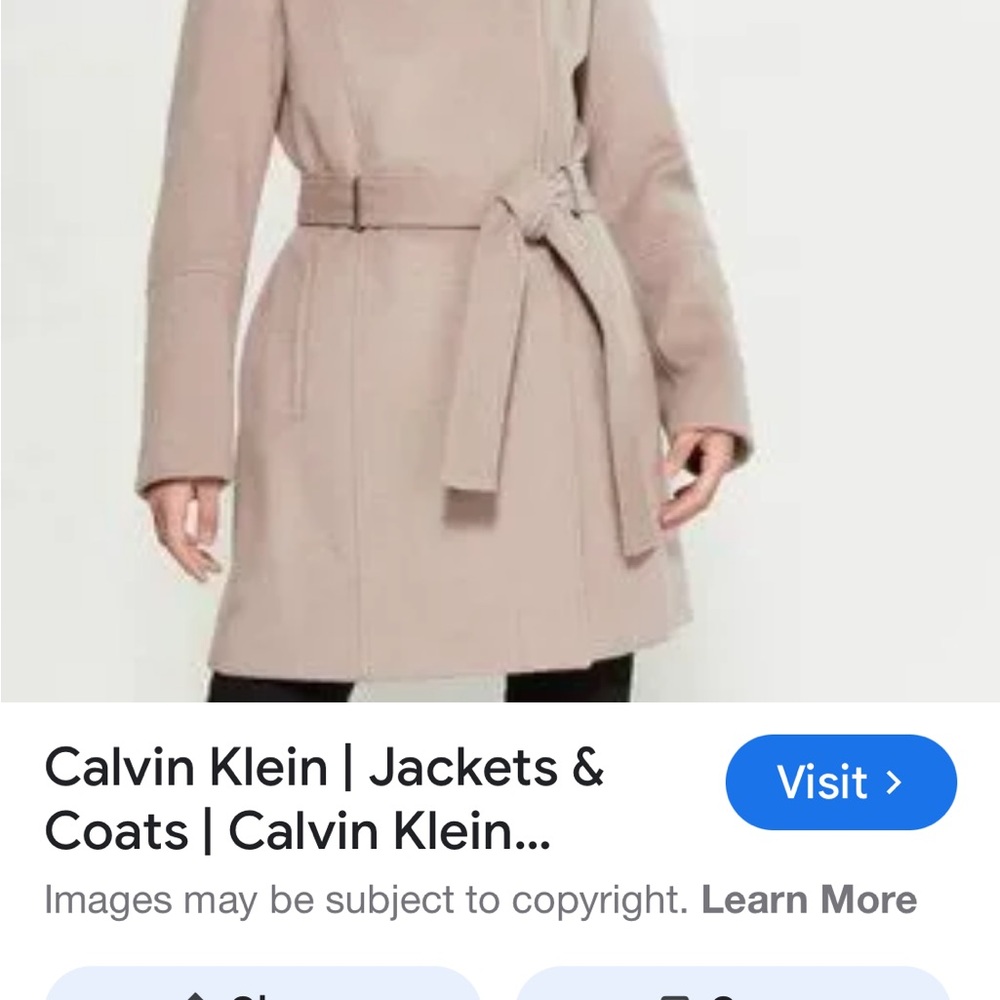 Calvin Klein Women's Beige Belted Coat